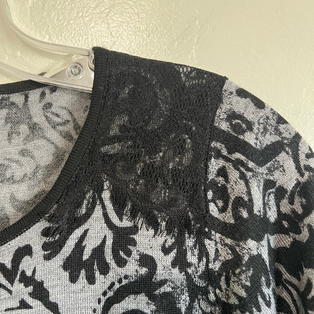 Votre Nom 100% merino wool black and grey 3/4 sleeve cardigan sz M - Picture 8 of 10